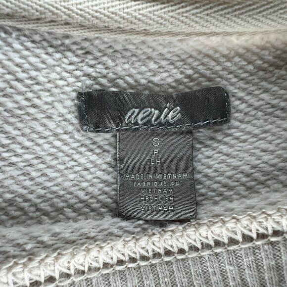 Aerie Women's Oversized Cream Colorful Striped Crewneck Sweatshirt - Picture 8 of 11